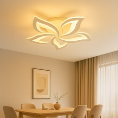 lustra LED 19302/5N WH 70W pentru dining, lumina reglabila 3000–6500K cu telecomanda, ideala pentru spatii moderne de dimensiuni medii