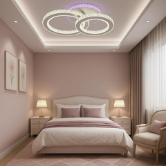 lustra LED 19373/2WH+CH 120W lumina 3000–6500K cu telecomanda, potrivita pentru dormitor modern cu iluminare uniforma si confortabila