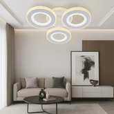 Lustra LED 26032/3C WH+CR 94W cu lumina reglabila in 3 trepte si cristale, perfecta pentru livinguri moderne ce necesita iluminare eleganta si finisaj alb-crom.