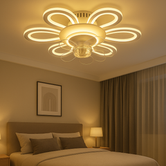 Lustra LED 26142/3 116W cu lumina reglabila si telecomanda, perfecta pentru dormitor modern, oferind iluminare uniforma si confort vizual.