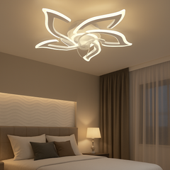 Lustra LED 26143/5 94W cu lumina 3000–6500K si telecomanda, potrivita pentru dormitor modern, oferind iluminare clara si control rapid.