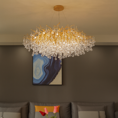 Candelabru oval auriu cu cristale ploaie 27137/1200+550