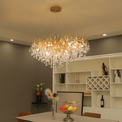 Candelabru oval auriu cu cristale ploaie 27137/1200+550