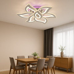 Lustra LED rotunda 258W cu efecte RGB, lumina reglabila si telecomanda, perfecta pentru un dining modern cu iluminare eleganta si ambient versatil