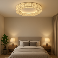 Lustra LED moderna 2966 cu design minimalist si 3 faze de lumina calda neutra rece, montaj pe tavan pentru living sau dormitor