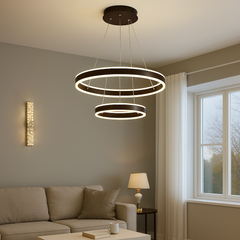 Pendul Led Suspendata 2 Cercuri, 180W Cu Telecomanda, Temperatura C in interior modern