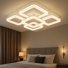 Lustra LED circulara 160W cu lumina ajustabila 3000K-6500K si telecomanda, ideala pentru dormitoare moderne cu iluminare confortabila si uniforma