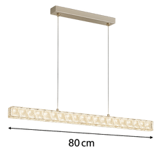 Lustra LED tip bara argintiu Flow 56W 80cm cu telecomanda, iluminare deasupra insulei de bucatarie
