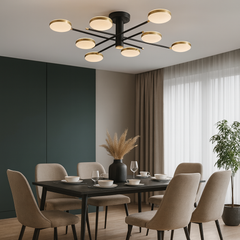 Lustra LED moderna 154W cu 8 brate si lumina reglabila 3000K-6500K cu telecomanda, perfecta pentru dining modern cu iluminare eleganta si atmosfera adaptabila