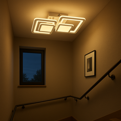 Lustra LED rectangulara 80W cu lumina reglabila 3000K-6500K, perfecta pentru zona scarilor cu iluminare moderna si eficienta