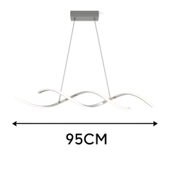 Lustra LED liniara argintie cu telecomanda, iluminare functionala deasupra insulei de bucatarie