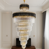 Candelabru Decorativ Auriu, 112W cu LED integrat auriu sticla 45 cm pentru living dormitor hol sufragerie corp de iluminat din cristal cu LED integrat pentru living dormitor hol sufragerie