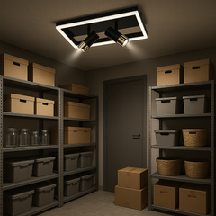 Lustra LED 9347/3BK+FG compacta 62W, perfect a pentru holuri moderne cu lumin a reglabila si design negru auriu