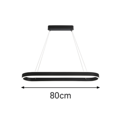 Lustra LED ovala neagra cu telecomanda, iluminare moderna deasupra insulei de bucatarie