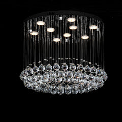 Candelabru LED 4000K cu cristale in living elegant, 45W, iluminare clara si uniforma, design rafinat pentru spatii moderne