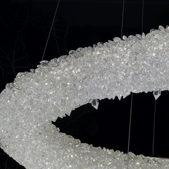 Pendul LED dublu rotund auriu Ø600+Ø400 cu telecomanda, iluminare calda pe casa scarii elegante.