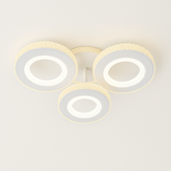 Lustra LED 26032/3C WH+CR 94W cu lumina reglabila si telecomanda, potrivita pentru birouri contemporane ce necesita iluminare eficienta si finisaj alb-crom.