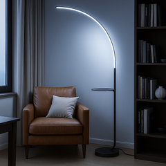 Lampadar 9234/1 cu masuta pentru living, arc LED negru