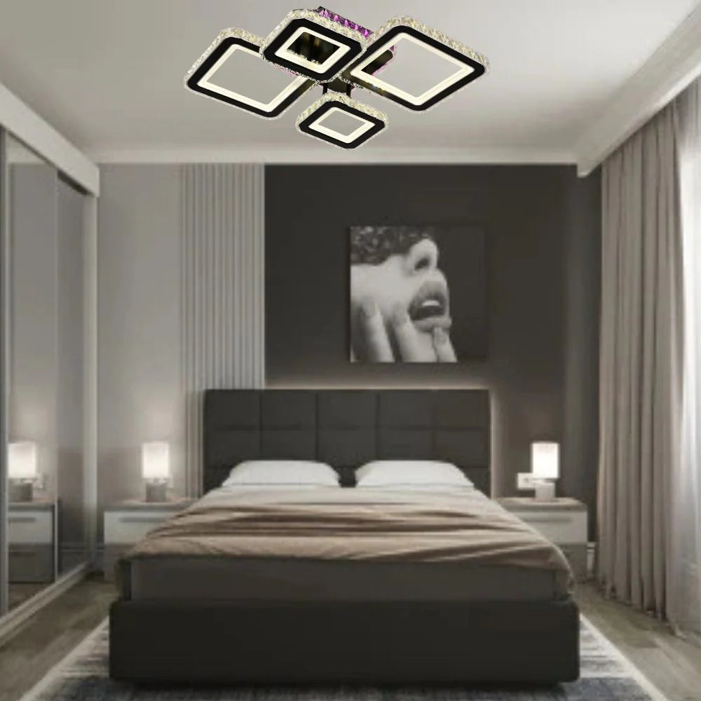 Lustra LED 19376/2+2 162W cu reglaj 3000–6500K si telecomanda, potrivita pentru dormitoare moderne ce necesita lumina adaptabila si confortabila.