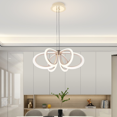 Lustra LED auriu 144W cu telecomanda, iluminare rafinata pentru zona de dining