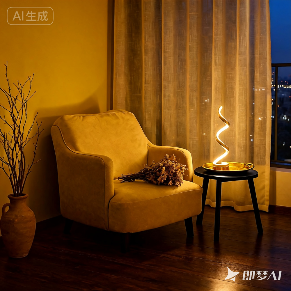 Veioza LED aurie in forma spirala 40W cu lumina reglabila adauga un accent modern si luxos in livingurile elegante si contemporane.