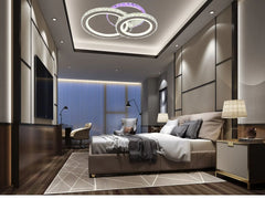 lustra LED 19373/2WH+CH 120W lumina 3000–6500K cu telecomanda, potrivita pentru dormitor modern cu iluminare uniforma si confortabila