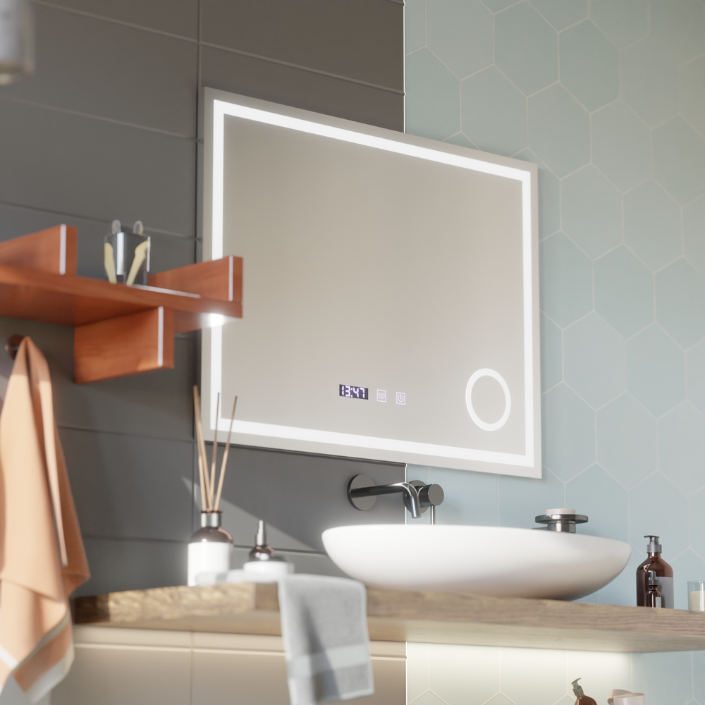 Oglinda Led Touch LUBAN Sistem Dezaburire, Ceas Si Temperatura 80X60