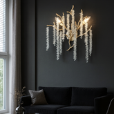 Aplica 27095/2FG aurie cu elemente din sticla, Ø30 cm si 2 E14, perfecta pentru living modern cu lumina eleganta de accent.