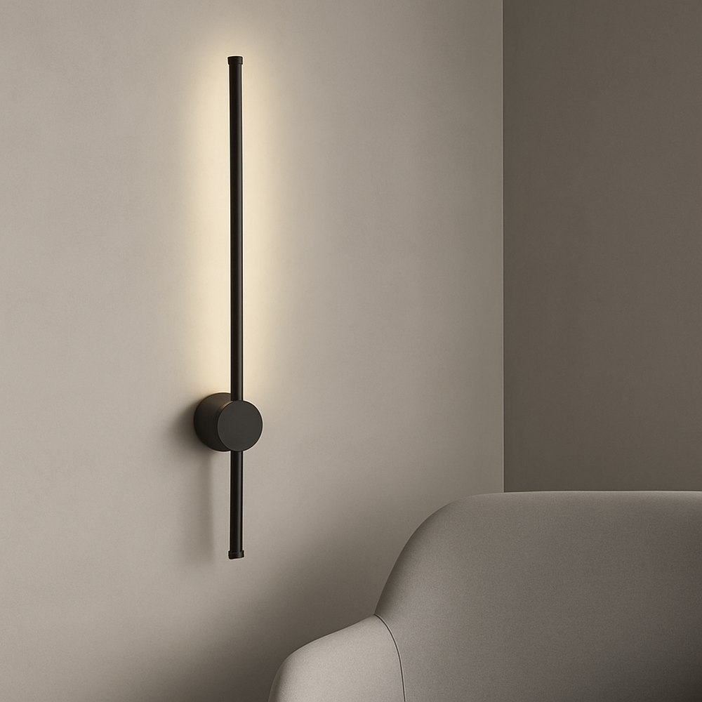 Aplica LED LUBAN Pro 600 neagra metalica 20W montata pe perete in living modern premium