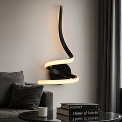 Aplica LED LUBAN Pillar Noir 360mm, design vertical minimalist, iluminand un living contemporan cu lumina uniforma