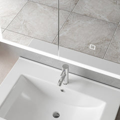 Dulap baie 60x70x13 cm cu oglinda LED 6000K si dezaburire, rafturi sticla securizata si design modern pentru organizare.