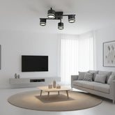 Lustra LED rotunda negru mat 59041/4MB pentru living modern, 4 GX53, lumina reglabila 3000K-6500K, fara telecomanda