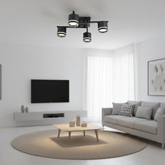 Lustra LED rotunda negru mat 59041/4MB pentru living modern, 4 GX53, lumina reglabila 3000K-6500K, fara telecomanda