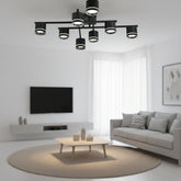 Lustra LED rotunda negru mat 59041/8MB pentru living mare, 8 GX53, lumina reglabila 3000K-6500K, fara telecomanda