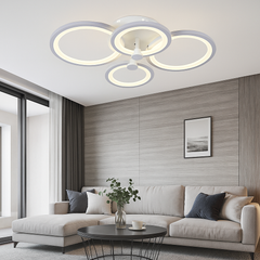 Lustra LED 8067/2+2WH alb 108W cu inele circulare si lumina reglabila, perfect a pentru livinguri moderne