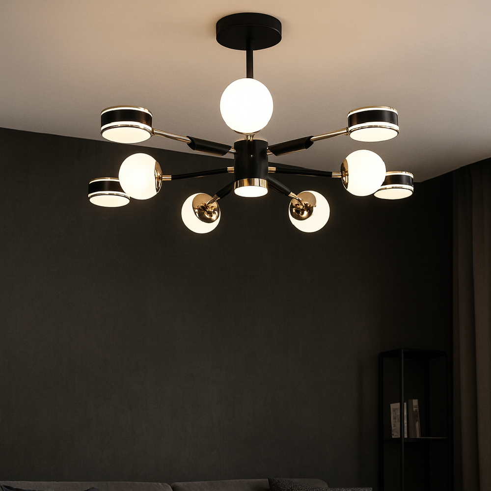 lustra LED L77108/5+5+1 BK+FGD cu telecomanda si lumina reglabila