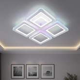 Lustra LED 26033/4C WH 59W cu 208 LED-uri si lumina 3000–6500K, cu telecomanda, ideala pentru livinguri moderne ce necesita iluminare eficienta cu design patrat.