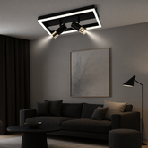 Lustra LED 9347/3BK+FG 62W negru auriu, ideal a pentru living modern cu lumin a reglabila si design compact cu 3 cercuri elegante