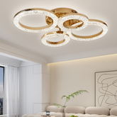 Lustra LED rectangulara 120W finisaj auriu cu lumina reglabila 3300K-6500K si telecomanda, ideala pentru living modern si luminos