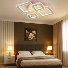 Lustra LED 162W cu reglaj 3000–6500K si telecomanda, potrivita pentru dormitoare moderne ce necesita lumina adaptabila si confort vizual.