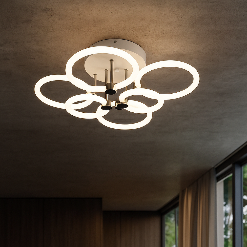 Lustra Led Cu 220W cu LED integrat alb pentru dormitor living hol bucatarie birou plafoniera LED moderna pentru dormitor living hol bucatarie birou design elegant cu telecomanda