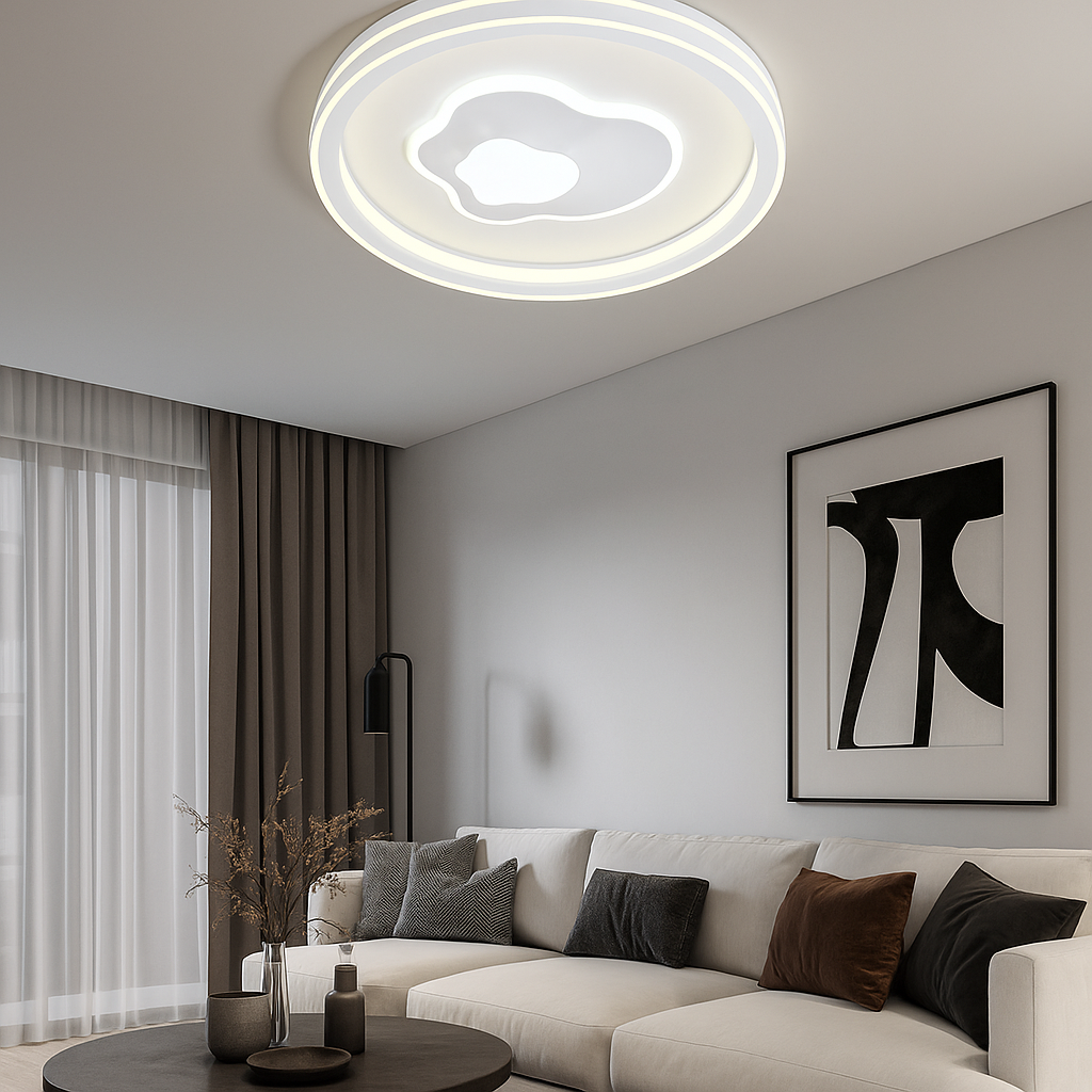 Plafoniera LED 26140/480WH alba rotunda cu intensitate si temperatura reglabila prin telecomanda pentru living