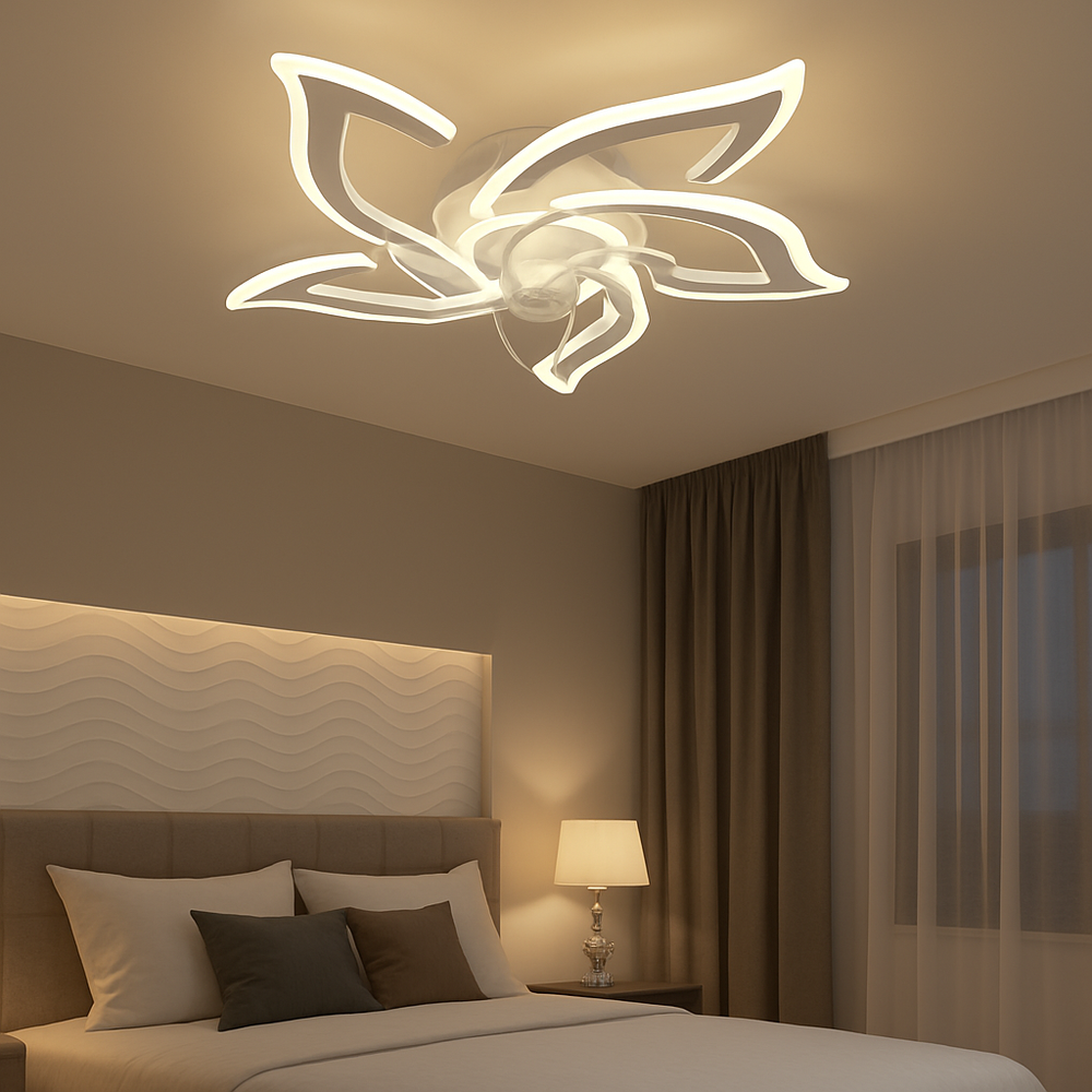 Lustra LED 26143/5 94W cu lumina 3000–6500K si telecomanda, potrivita pentru dormitor modern, oferind iluminare clara si control rapid.
