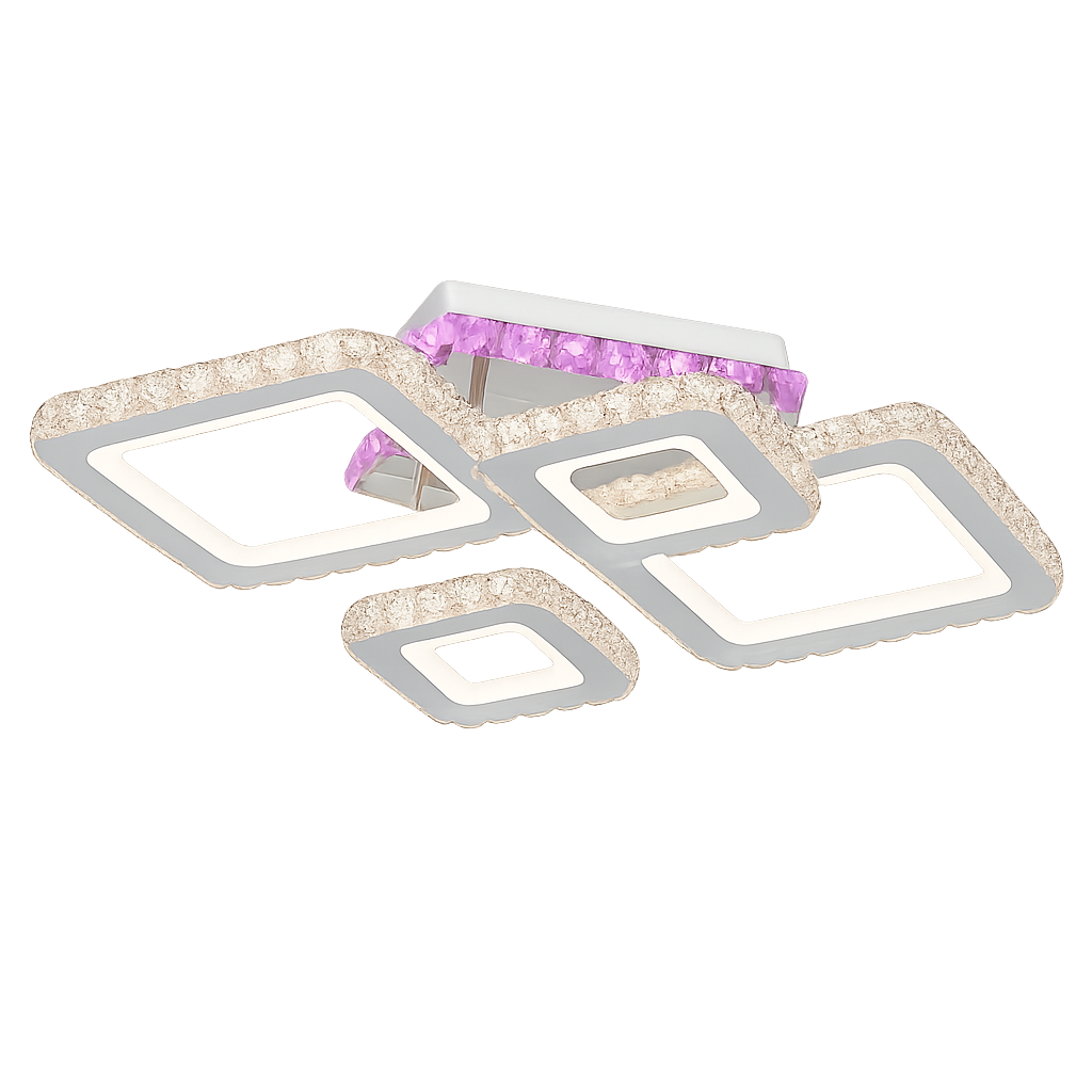 Lustra LED geometrica 200W cu lumina reglabila si telecomanda, potrivita pentru iluminarea eficienta si moderna a unui birou contemporan