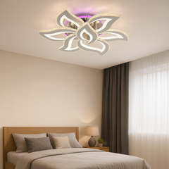 Lustra LED rotunda 258W cu RGB si lumina ajustabila 3500K-6500K cu telecomanda, ideala pentru dormitoare moderne cu atmosfera relaxanta sau creativa