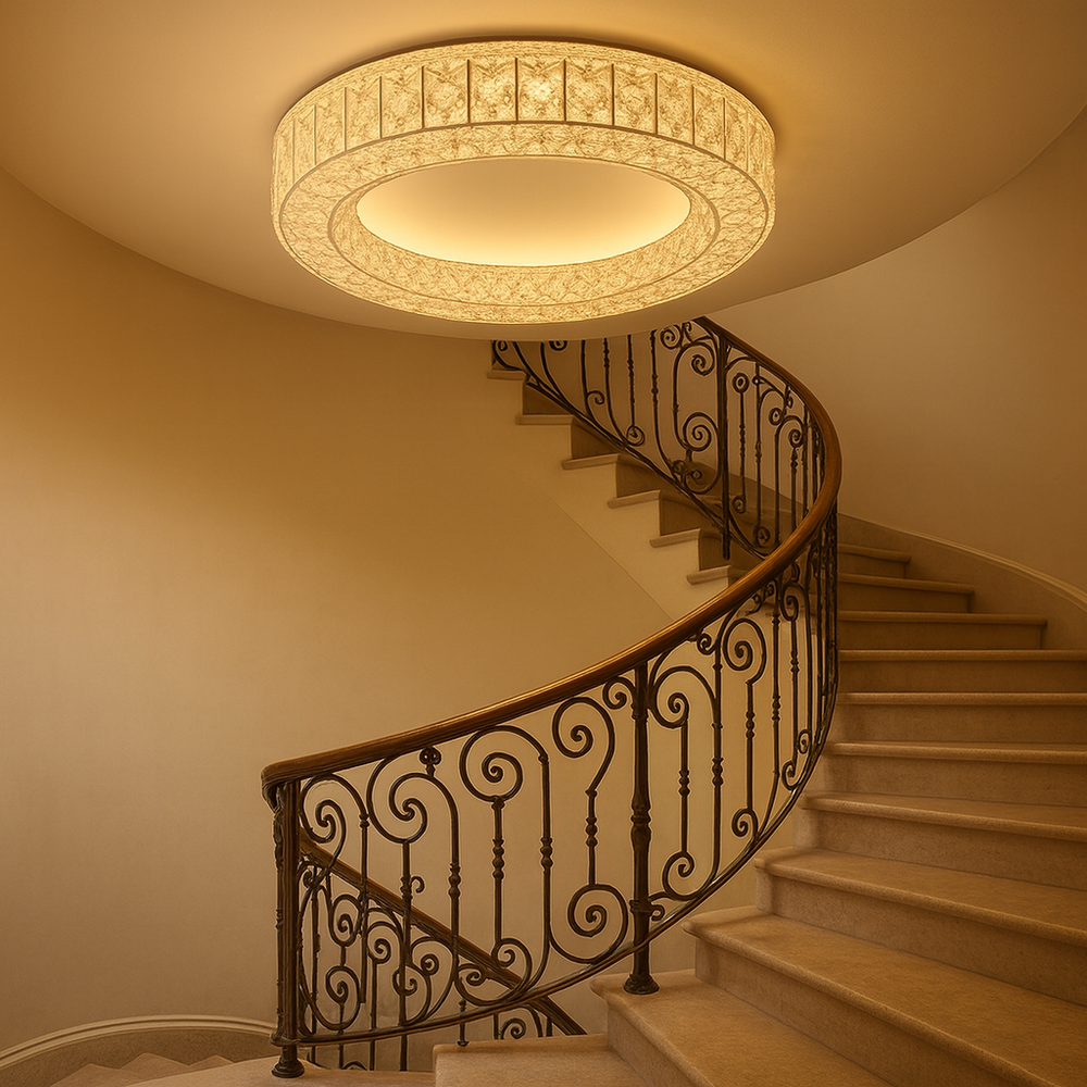 Lustra LED moderna 2966 cu design minimalist si 3 faze de lumina calda neutra rece, montaj pe tavan pentru living sau dormitor