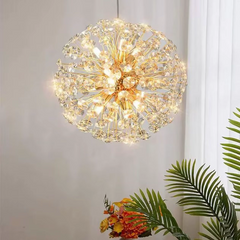 Suspensie aurie dreptunghiulara cu cristale, 9 becuri G9 LED, deasupra insulei de bucatarie moderna, lumina eficienta, fara telecomanda