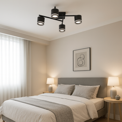 Lustra LED rotunda negru mat 59041/4MB pentru dormitor modern, 4 GX53, lumina reglabila variabila, fara telecomanda