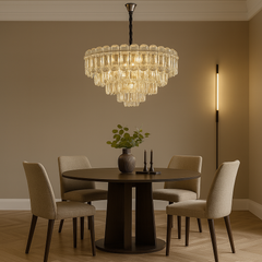 Candelabru 600 mm auriu GD, modern cu 10 surse E27, iluminare puternica ideala pentru zona de dining mare si contemporana.