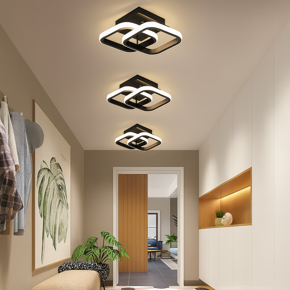 aplica LED neagra L71363/2BK montata pe perete corp iluminat LED model L71363/2BK pentru hol sau dormitor cu telecomanda